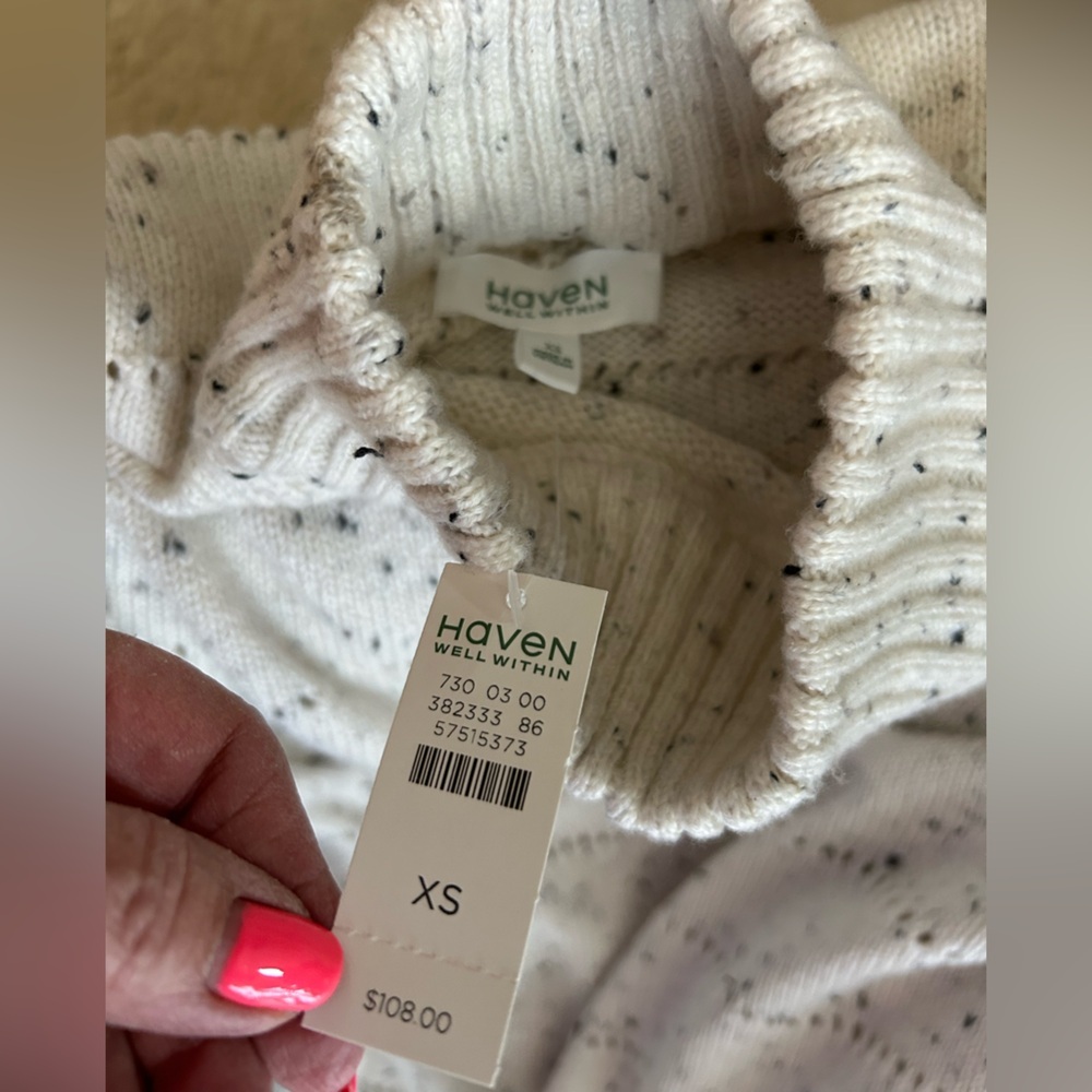 NWT Haven Well Within Speckled Cream Turtleneck Sweater - Picture 8 of 9